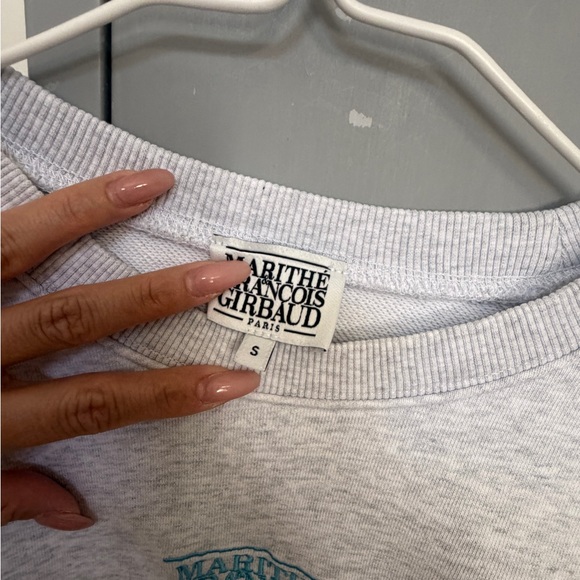 Marithe Francois Girbaud Light Gray Sweatshirt with Blue Logo Korean - Picture 3 of 4